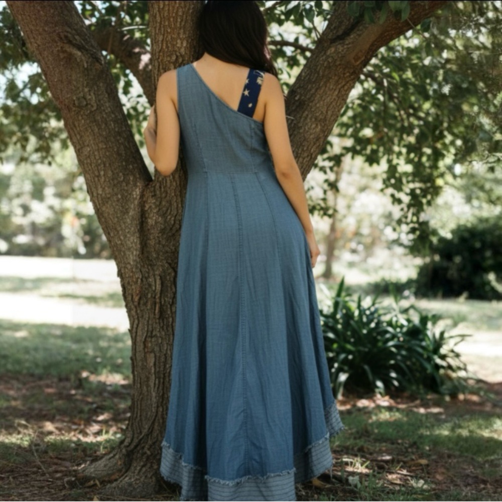 Trina Turk Cocktail High Low Denim Dress Size 6 - Picture 6 of 15